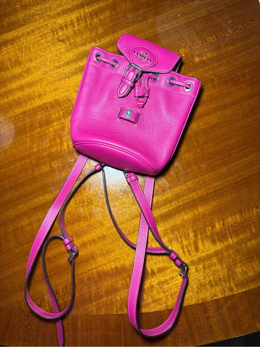 Coach Hot Pink Pebbled Leather Mini Backpack
